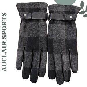 🛍️ Auclair Leather Wool Gloves Women P/S • Black Plaid Warm Winter Touch Style